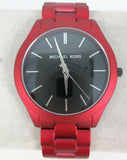 Michael Kors Slim Runway Quartz Black Dial Red Steel Strap Watch for Men - MK8712 Authentic Buy Shop Now