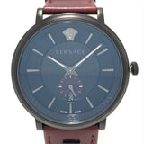 Versace V-Circle Manifesto Black Dial Maroon Leather Strap Watch for Men - VBQ040017 Authentic Buy Shop Now
