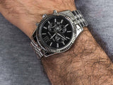 Michael Kors Lexington Chronograph Black Dial Black Steel Strap Watch For Men - MK8602 Authentic Buy Shop Now