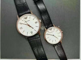 Emporio Armani Kappa Quartz White Dial Black Leather Strap Watch For Men - AR80015 Authentic Buy Shop Now