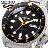 Seiko 5 Sports Automatic Black Dial Silver Steel Strap Watch For Men - SRPD57K1 Authentic Buy Shop Now