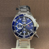 Tommy Hilfiger Larson Chronograph Blue Dial Silver Steel Strap Watch For Men - 1791917 Authentic Buy Shop Now