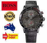 Hugo Boss Rafale Chronograph Grey Dial Grey Leather Strap Watch For Men - 1513445 Authentic Buy Shop Now