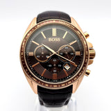 Hugo Boss Driver Chronograph Brown Dial Brown Leather Strap Watch For Men - HB1513093 Authentic Buy Shop Now