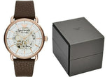 Emporio Armani Meccanico Automatic White Dial Brown Leather Strap Watch For Men - AR60027 Authentic Buy Shop Now
