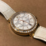 Swarovski Citra Sphere Chrono White Dial White Leather Strap Watch for Women - 5080602 Authentic Buy Shop Now