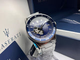 Maserati SFIDA Automatic Skeleton Blue Dial Silver Steel Strap Watch For Men - R8823140007 Authentic Buy Shop Now