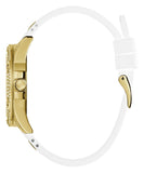 Guess Queen Quartz Gold Dial White Silicone Strap Watch For Women - GW0536L2 Authentic Buy Shop Now