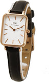 Daniel Wellington Quadro White Dial Black Leather Strap Watch For Women - DW00100434 Authentic Buy Shop Now