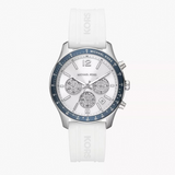 Michael Kors Berkley Chronograph Silver Dial White Rubber Strap Watch For Women - MKO1040 Authentic Buy Shop Now