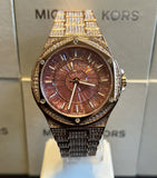 Michael Kors Lennox Three Hand Crystals Rose Gold Dial Rose Gold Steel Strap Watch For Women - MK6992 Authentic Buy Shop Now