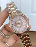Michael Kors Layton Three Hand Pink Dial Two Tone Steel Strap Watch For Women - MK6894 Authentic Buy Shop Now