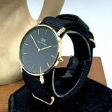 Daniel Wellington Classic Cornwall Black Dial Black NATO Strap Watch For Women - DW00100150 Authentic Buy Shop Now