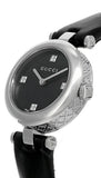 Gucci Diamantissima Quartz Diamonds Black Dial Black Leather Strap Watch for Women - YA141506 Authentic Buy Shop Now