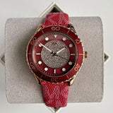 Michael Kors Runway Three-Hand Quartz Red Dial Red Leather Strap Watch For Women - MK7179 Authentic Buy Shop Now