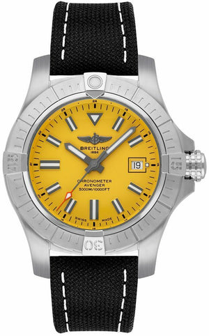 Breitling Avenger Automatic 45 Seawolf Yellow Dial Black Nylon Strap Watch for Men - A17319101I1X1 Authentic Buy Shop Now