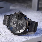 Diesel Mega Chief Chronograph Black Dial Black Mesh Strap Watch For Men - DZ4527 Authentic Buy Shop Now