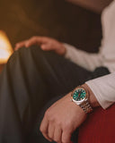 Versace Hellenyium Quartz Green Dial Two Tone Steel Strap Watch For Men - VEVI00620 Authentic Buy Shop Now
