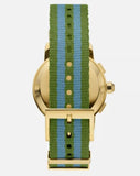 Tory Burch The Tory Chronograph White Dial Two Tone NATO Strap Watch for Women - TBW1037 Authentic Buy Shop Now
