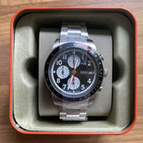 Fossil Sport Tourer Chronograph Black Dial Silver Steel Strap Watch for Men - FS6045 Authentic Buy Shop Now