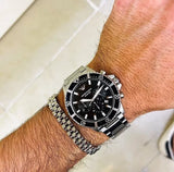 Emporio Armani Diver Chronograph Quartz Black Dial Silver Steel Strap Watch For Men - AR11360 Authentic Buy Shop Now