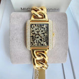 Michael Kors Emery Three Hand Leopard Print Gold Dial Gold Steel Strap Watch For Women - MK7437 Authentic Buy Shop Now