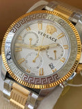 Versace Greca Action Chronograph Quartz Silver Dial Two Tone Steel Strap Watch for Men - VE3J00522 Authentic Buy Shop Now