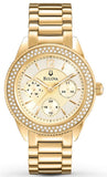 Bulova Multi Function Gold Dial Gold Steel Strap Watch for Women - 97N102 Authentic Buy Shop Now