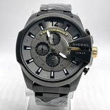 Diesel Mega Chief Chronograph Grey Dial Black Steel Strap Watch For Men - DZ4479 Authentic Buy Shop Now