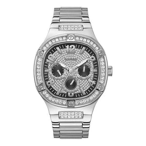 Guess Duke Glitz Black Dial Silver Steel Strap Watch For Men - GW0576G1 Authentic Buy Shop Now