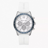 Michael Kors Berkley Chronograph Silver Dial White Rubber Strap Watch For Women - MKO1040 Authentic Buy Shop Now