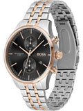 Hugo Boss Associate Chronograph Black Dial Two Tone Steel Strap Watch for Men - 1513840 Authentic Buy Shop Now