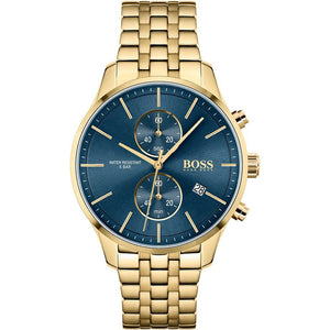 Hugo Boss Associate Blue Dial Gold Steel Strap Watch for Men - 1513841 Authentic Buy Shop Now