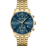 Hugo Boss Associate Blue Dial Gold Steel Strap Watch for Men - 1513841 Authentic Buy Shop Now