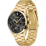 Hugo Boss Champion Black Dial Gold Steel Strap Watch for Men - 1513848 Authentic Buy Shop Now