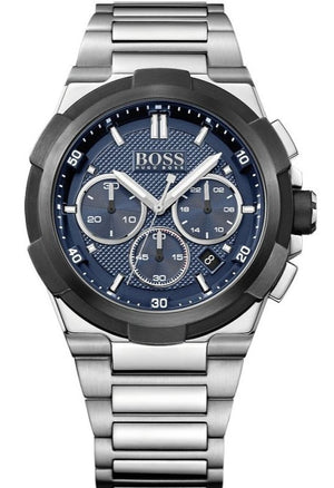 Hugo Boss Supernova Chronograph Blue Dial Silver Steel Strap Watch for Men - 1513360 Authentic Buy Shop Now