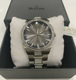 Bulova Crystal Collection Brown Dial Silver Steel Strap Watch for Men - 96B221 Authentic Buy Shop Now
