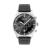 Hugo Boss Pioneer Chronograph Black Dial Black Leather Strap Watch For Men - 1513708 Authentic Buy Shop Now