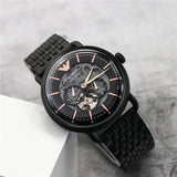 Emporio Armani Automatic Multifunction Black Dial Black Mesh Bracelet Watch For Men - AR60025 Authentic Buy Shop Now