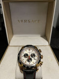 Versace V-Ray Chronograph White Dial Black Leather Strap Watch for Men - VDB040014 Authentic Buy Shop Now