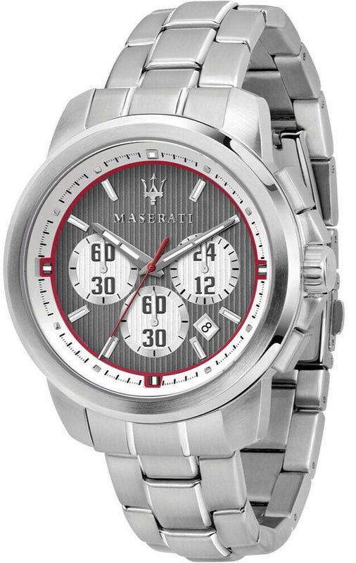 Maserati Royale Chronograph Grey Dial Silver Steel Strap Watch For Men - R8873637003 Authentic Buy Shop Now