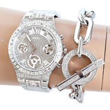 Guess Moonlight Multi Function Diamonds Silver Dial Silver Steel Strap Watch for Women - GW0320L1 Authentic Buy Shop Now
