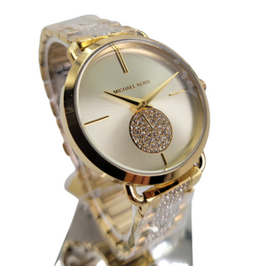 Michael Kors Portia Three-Hand Crystals Gold Dial Gold Steel Strap Watch for Women - MK4602 Authentic Buy Shop Now