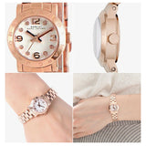 Marc Jacobs Amy White Dial Rose Gold Steel Strap Watch for Women - MBM3227 Authentic Buy Shop Now