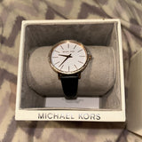 Michael Kors Pyper Three Hand White Dial Black Leather Strap Watch For Women - MK2835 Authentic Buy Shop Now