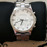 Marc Jacobs Henry Chronograph Silver Dial Silver Steel Strap Watch for Women - MBM3104 Authentic Buy Shop Now