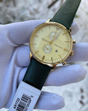 Emporio Armani Chronograph Champagne Dial Green Leather Strap Watch For Men - AR1722 Authentic Buy Shop Now