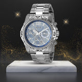 Guess Commander Chronograph Blue Dial Silver Steel Strap Watch for Men - GW0056G2 Authentic Buy Shop Now