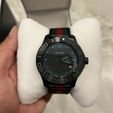 Gucci G Timeless Sport Black Dial Two Tone NATO Strap Watch For Men - YA126229 Authentic Buy Shop Now