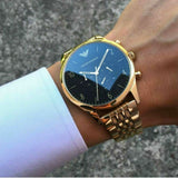 Emporio Armani Classic Chronograph Black Dial Gold Steel Strap Watch For Men - AR1893 Authentic Buy Shop Now